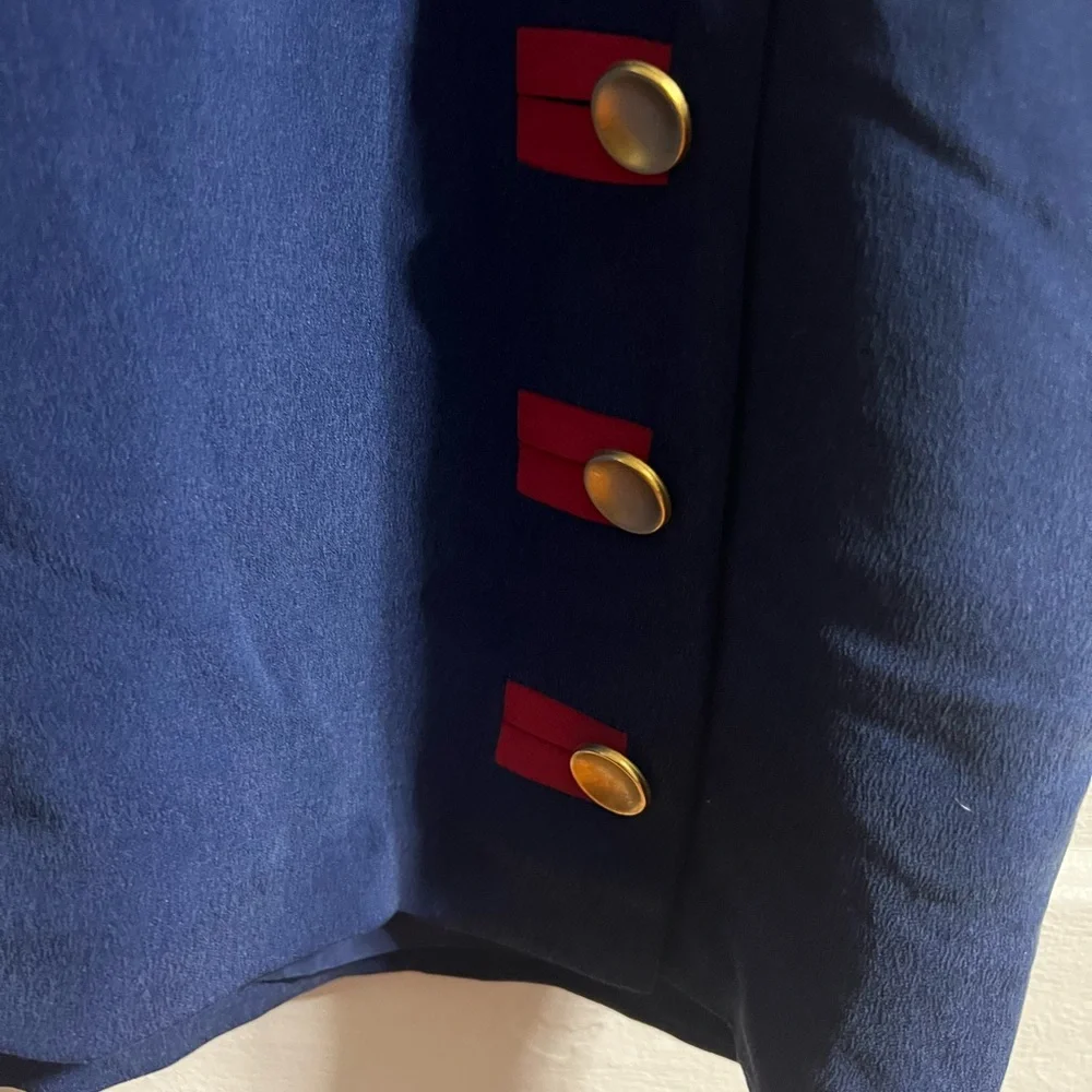 100% silk Papell Too Navy Blue Dress - Picture 2 of 5